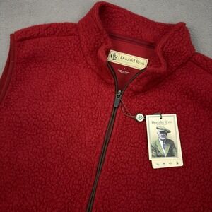 Donald Ross Mens L Sherpa Fleece Golf Vest Red Currant Warm Two-Way Full Zip NWT